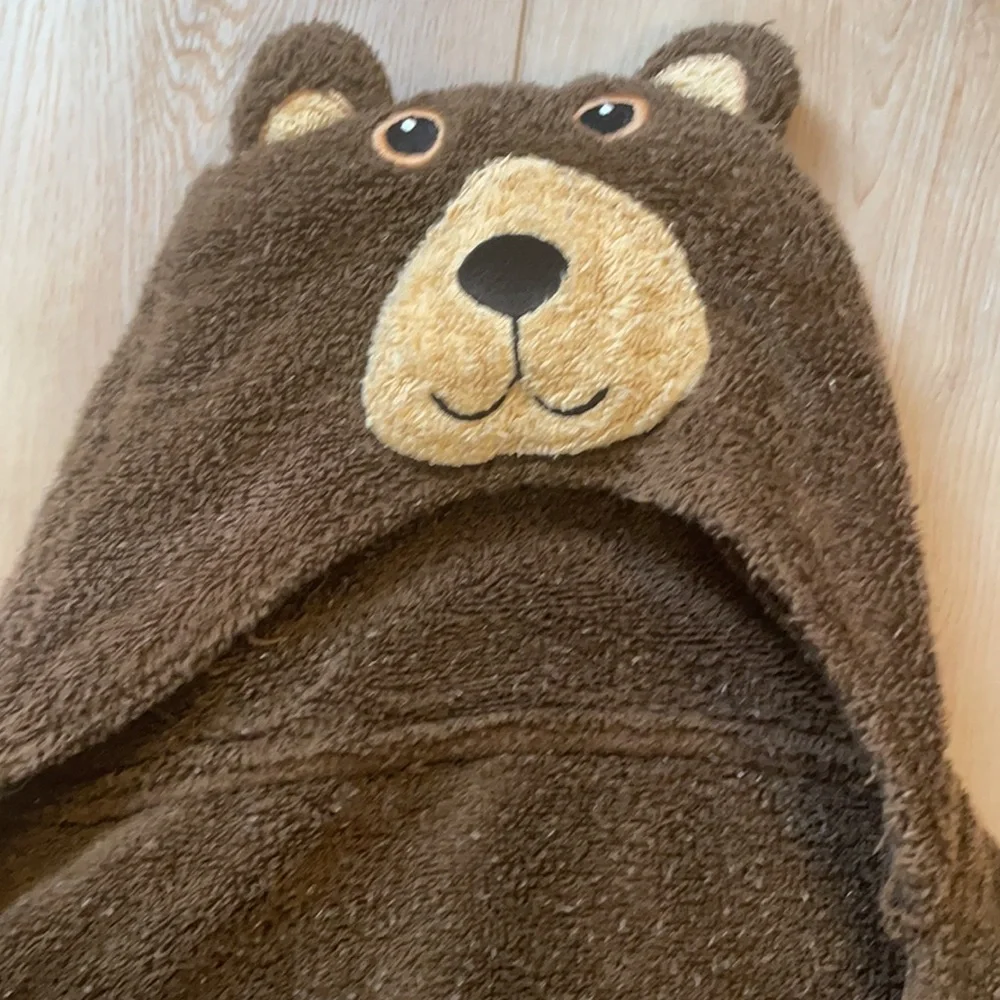 Vtg 1990’s Pickles Hooded Brown Bear Infant Baby Toddler Towel Bath Beach Animal